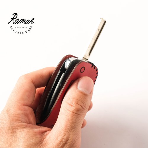 【拉瑪皮革】客製化汽車鑰匙皮套｜手工牛皮鑰匙套｜彈出式車鑰匙保護套｜皮革鑰匙套｜賓士 BMW Toyota 《來圖訂製》